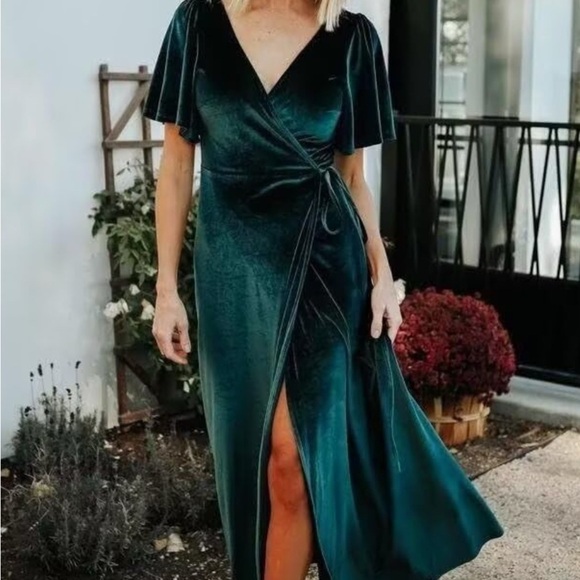 Baltic Born Meghan Velvet Maxi Wrap Dress | Sz XXXL |Deep Green | - Picture 10 of 11